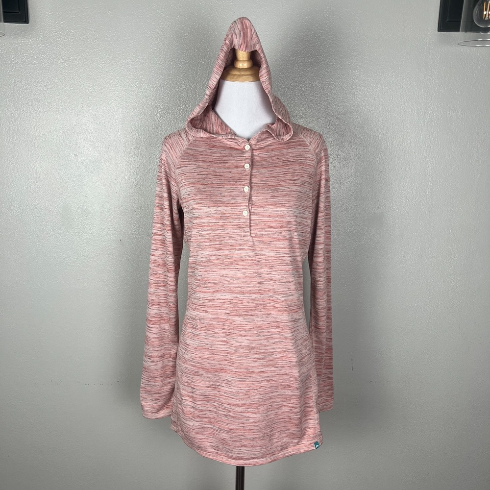 Simms Fishing Hoodie Shirt Womens M Pink Heather Long Sleeve Lightweight Button